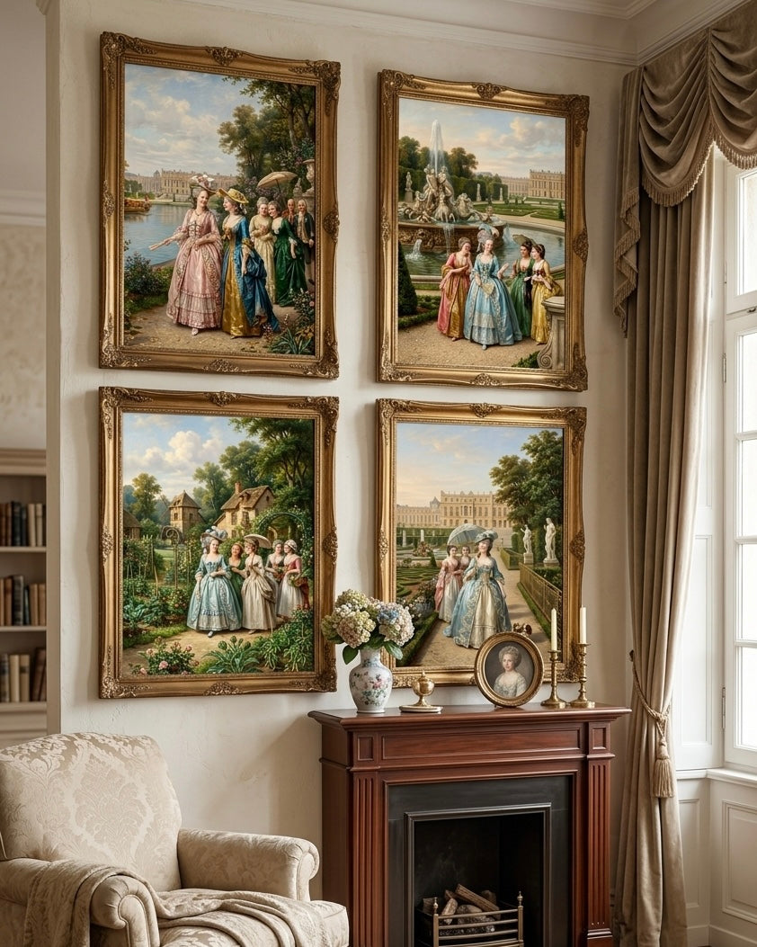 "A Stroll at Versailles"| Gallery Wall Art Set of 4