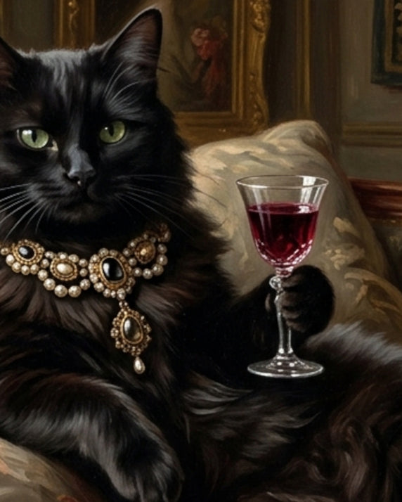 "The Black Cat’s Luxurious Hour"| Gallery Wall Art Set of 4