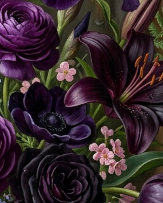 "Bouquet in Blue and Purple"| Gallery Wall Art Set of 4