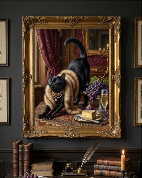 "The Black Cat’s Luxurious Hour"| Gallery Wall Art Set of 4