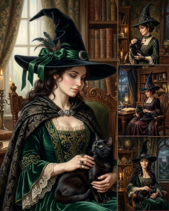 「魔女と猫」｜ギャラリーウォールアート4点セット